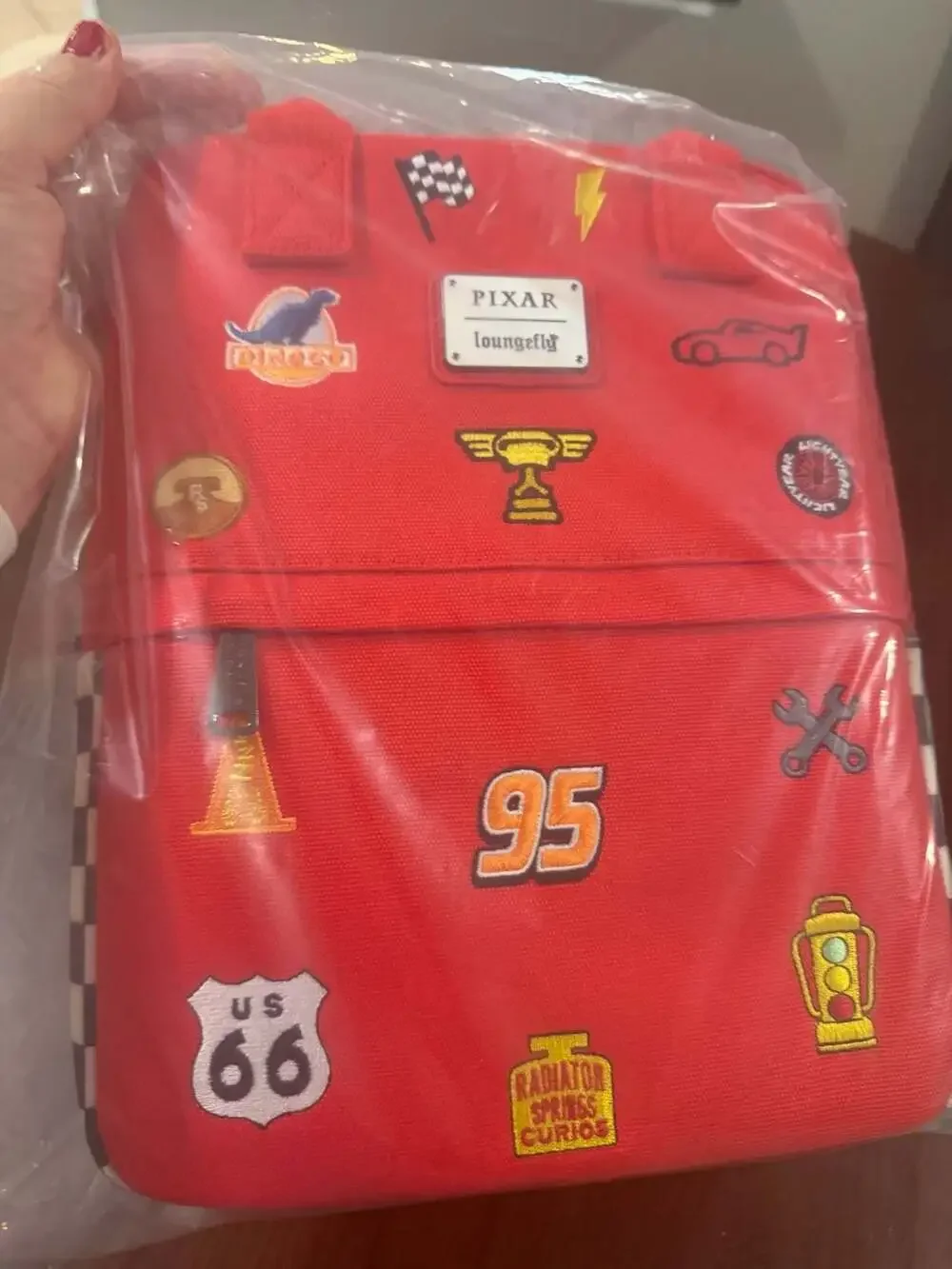 Loungefly Disney Pixar Cars Lightning McQueen Rust-eze Crossbody Bag